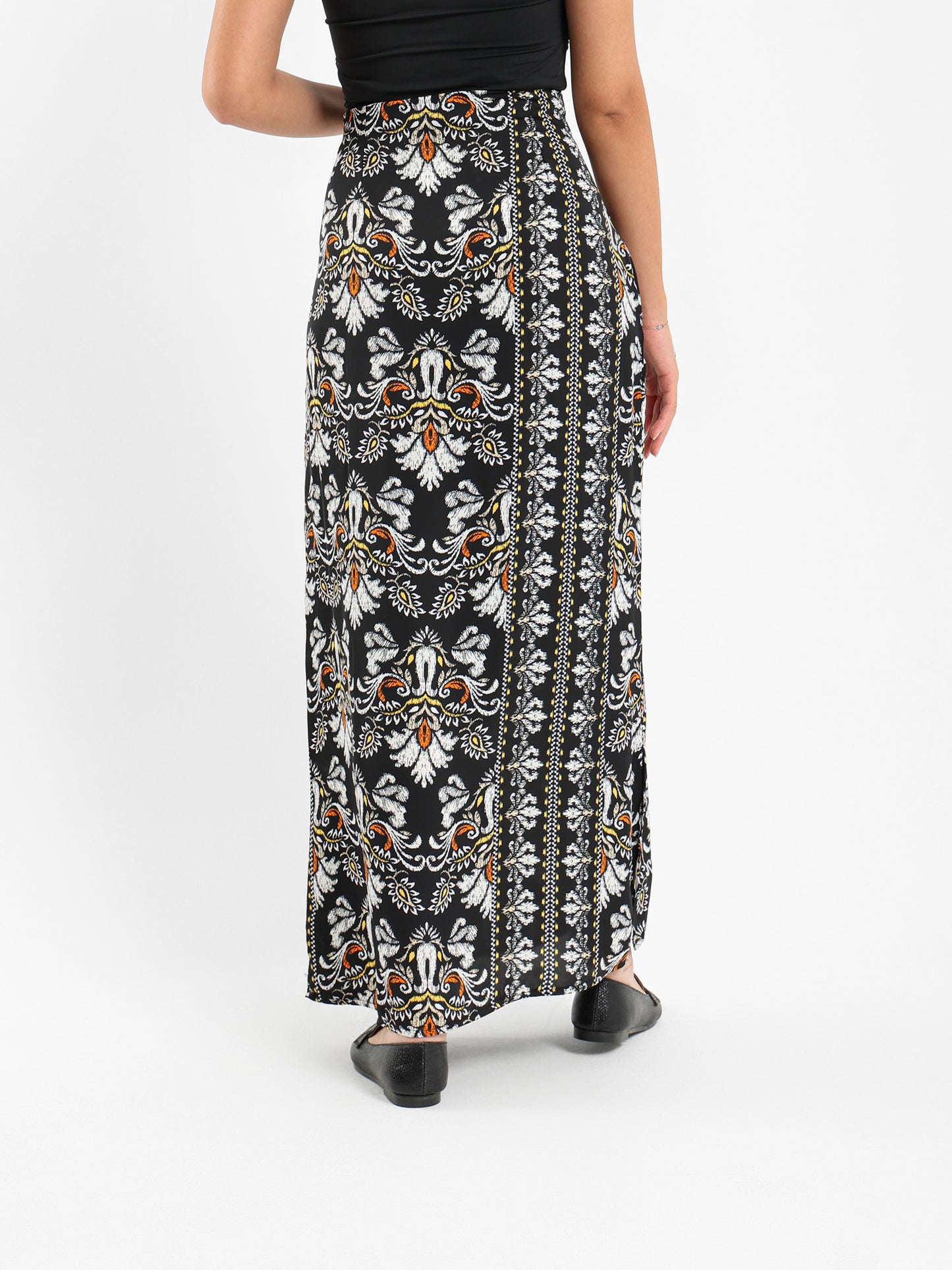 Printed Satin Maxi Skirt