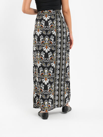 Printed Satin Maxi Skirt