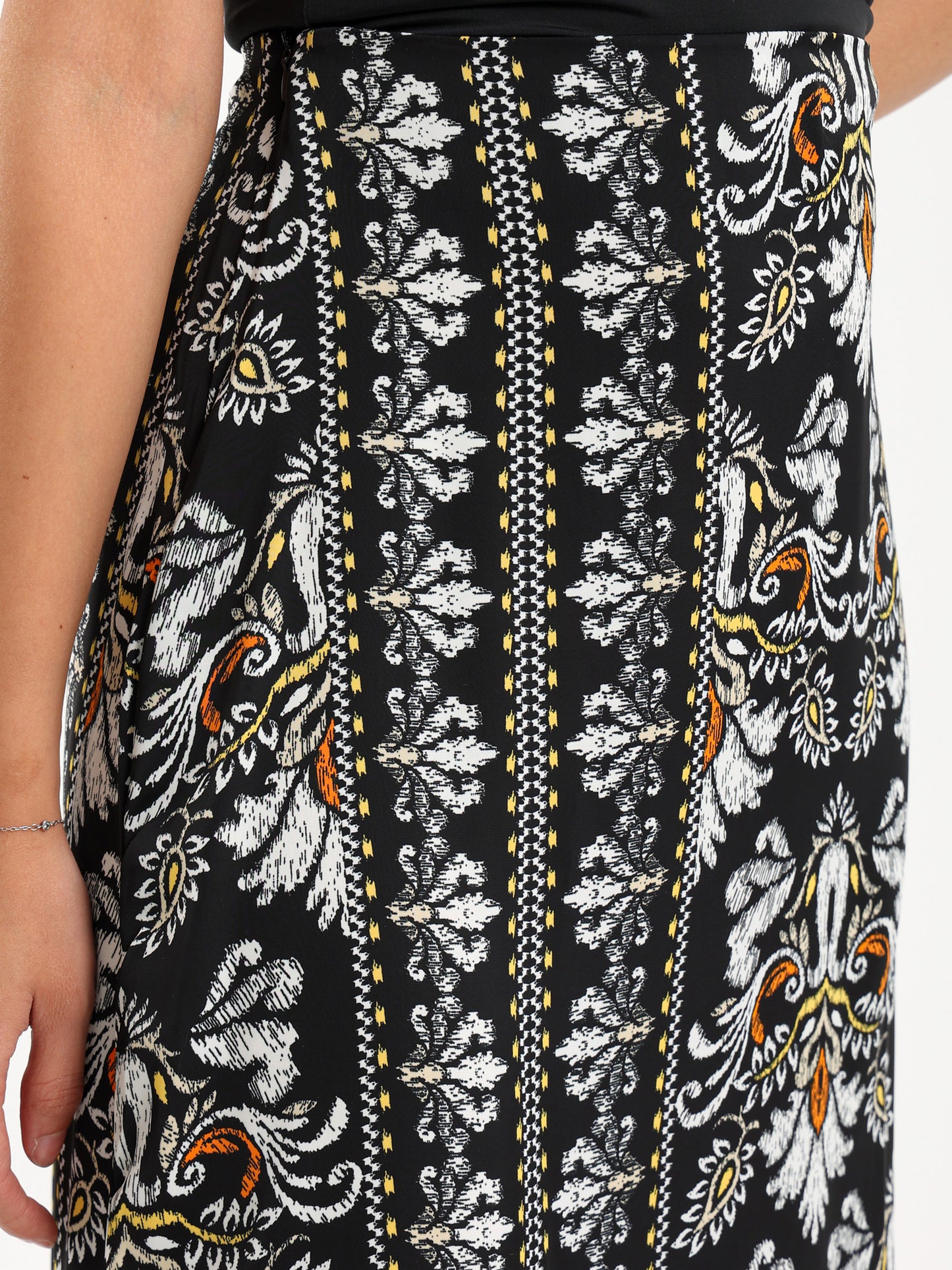 Printed Satin Maxi Skirt