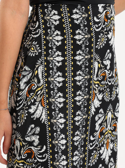 Printed Satin Maxi Skirt