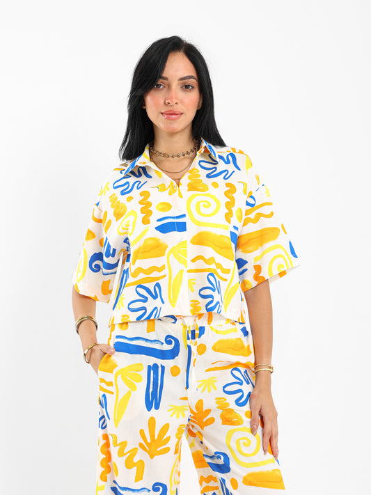 Printed Cropped Shirt