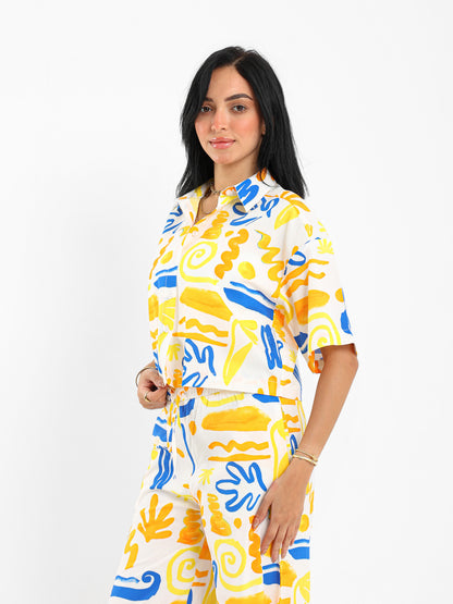 Printed Cropped Shirt