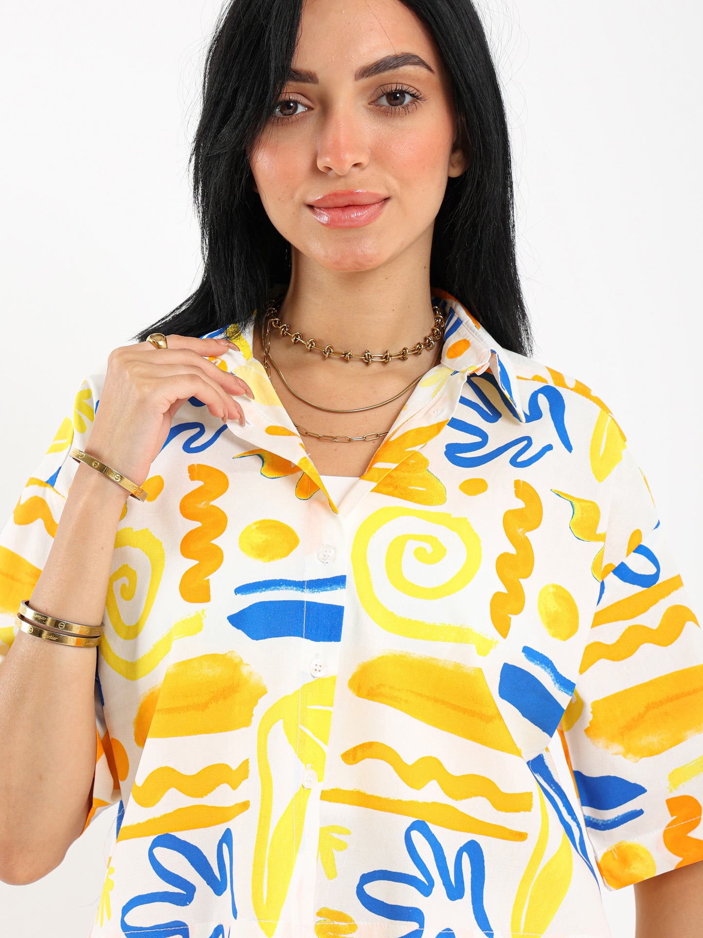 Printed Cropped Shirt
