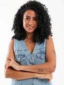 Buttoned Front Short Denim Dress