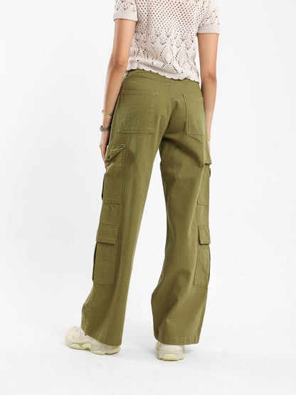 Wide Leg Cargo Gabardine Pants