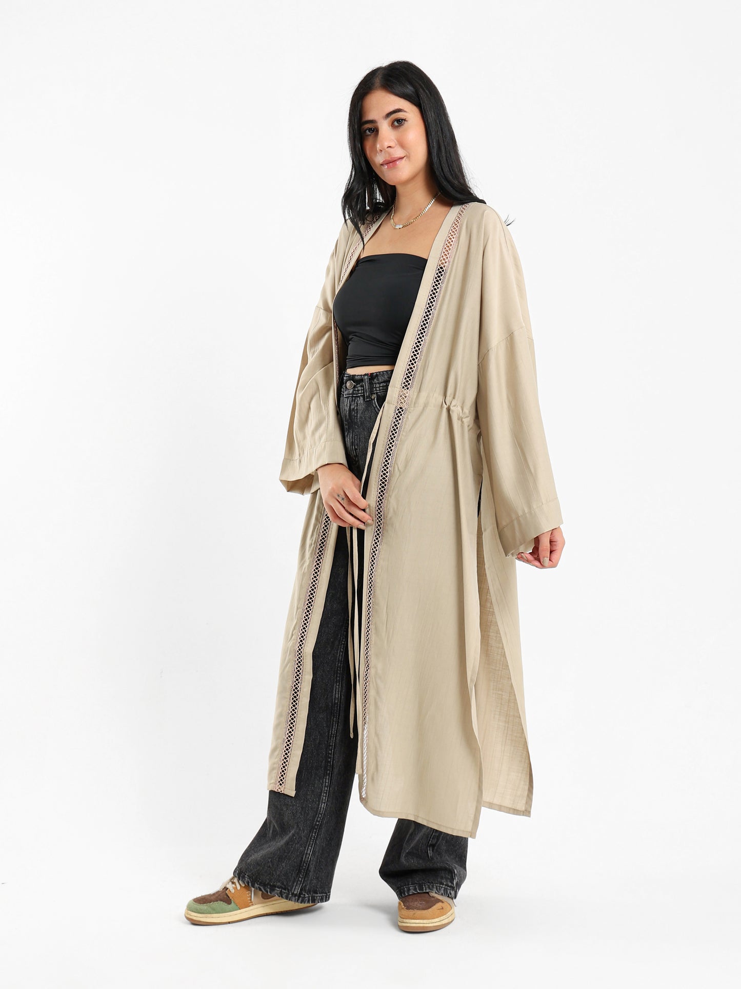 Trimmed Long Kimono