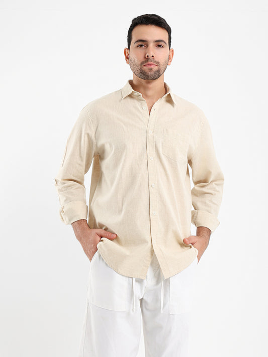 Plain Linen Long Sleeve Shirt