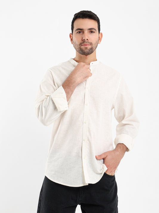 Chinese Collar Long Sleeve Shirt