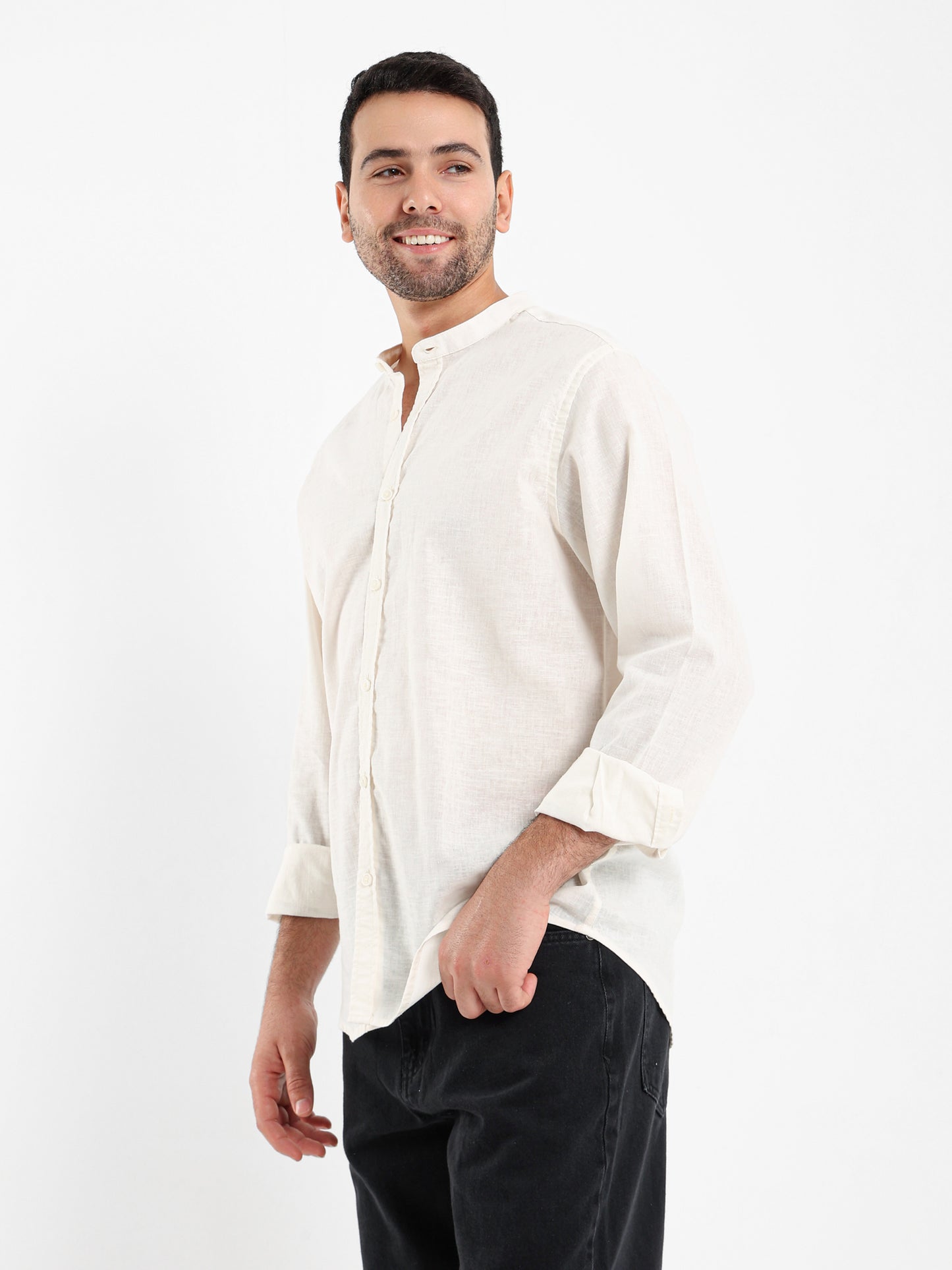Chinese Collar Long Sleeve Shirt