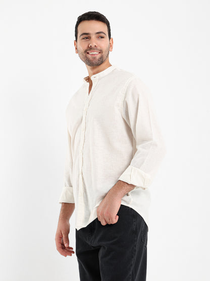 Chinese Collar Long Sleeve Shirt