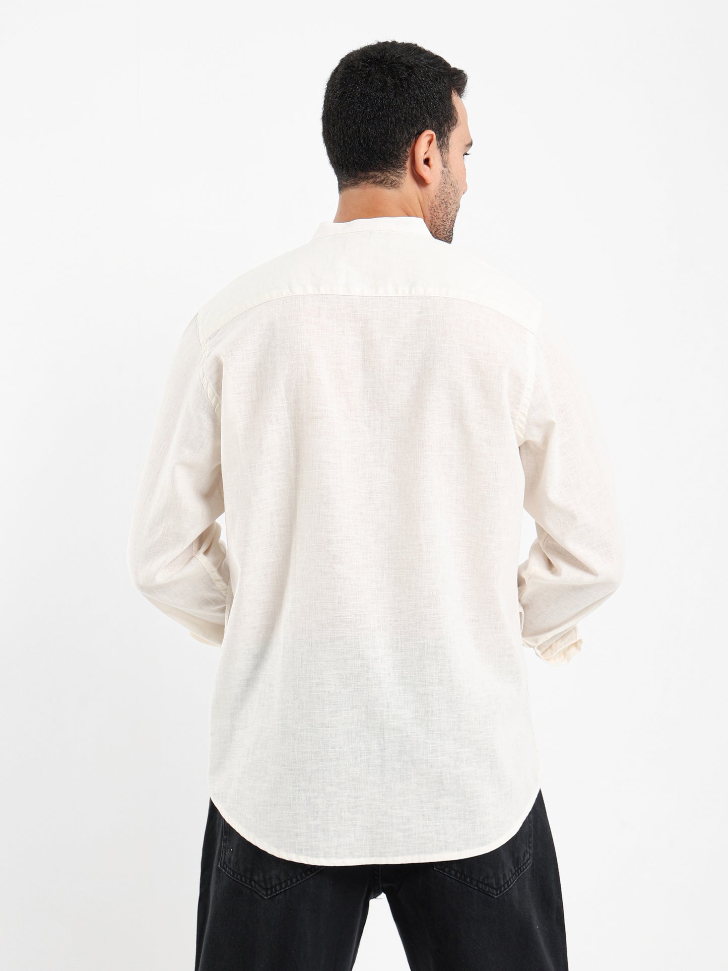 Chinese Collar Long Sleeve Shirt