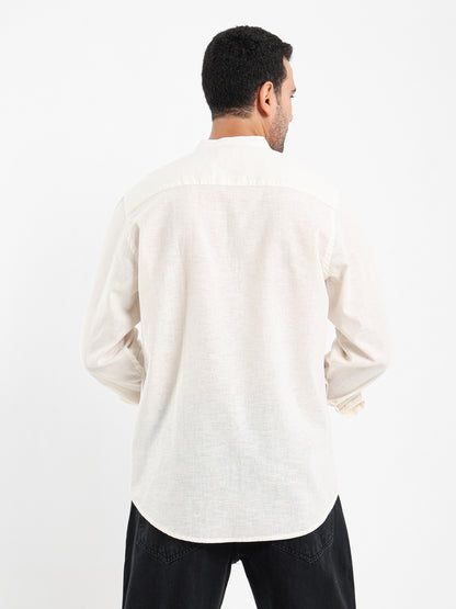 Chinese Collar Long Sleeve Shirt