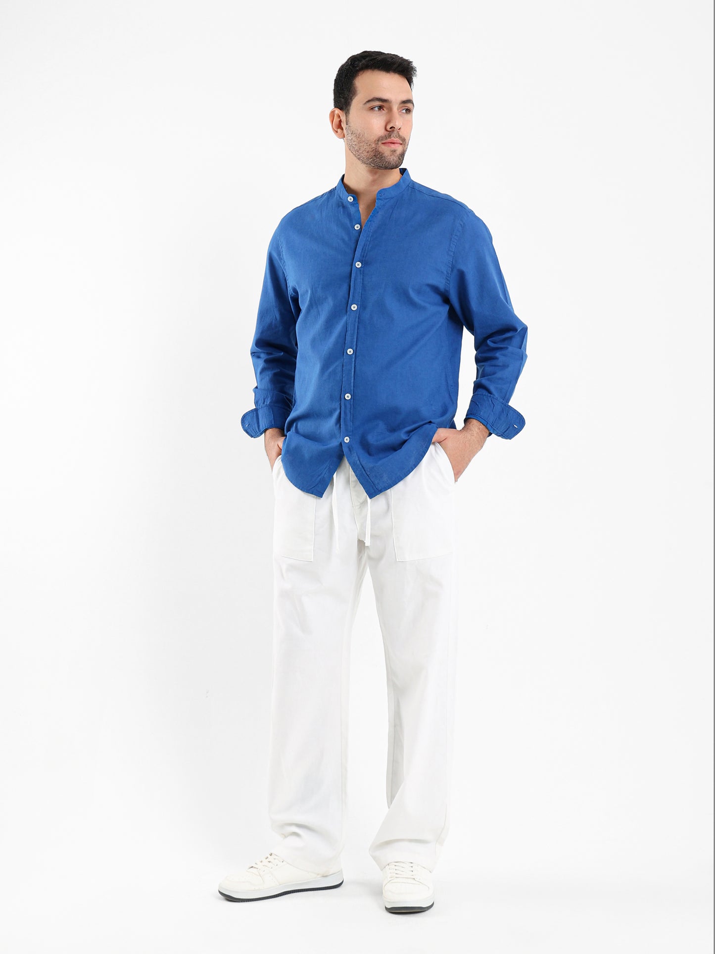 Chinese Collar Long Sleeve Shirt