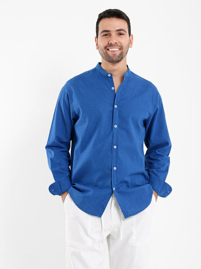 Chinese Collar Long Sleeve Shirt