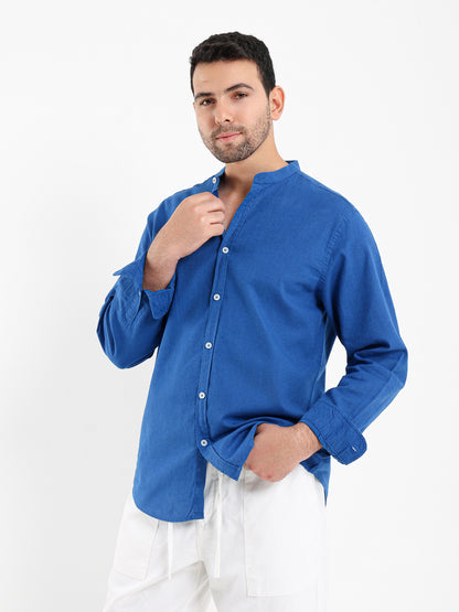 Chinese Collar Long Sleeve Shirt