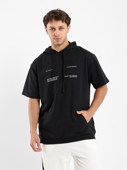 Short Sleeves Printed Hoodie