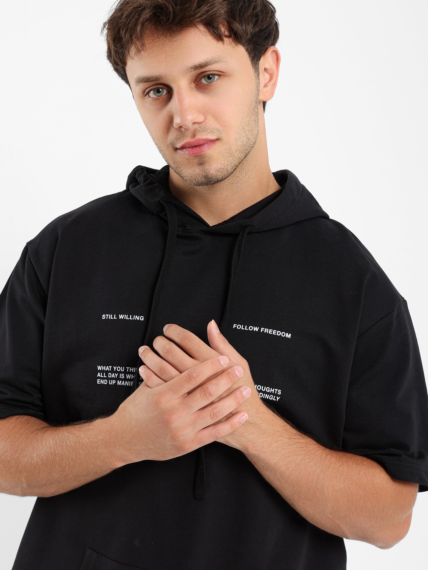 Short Sleeves Printed Hoodie