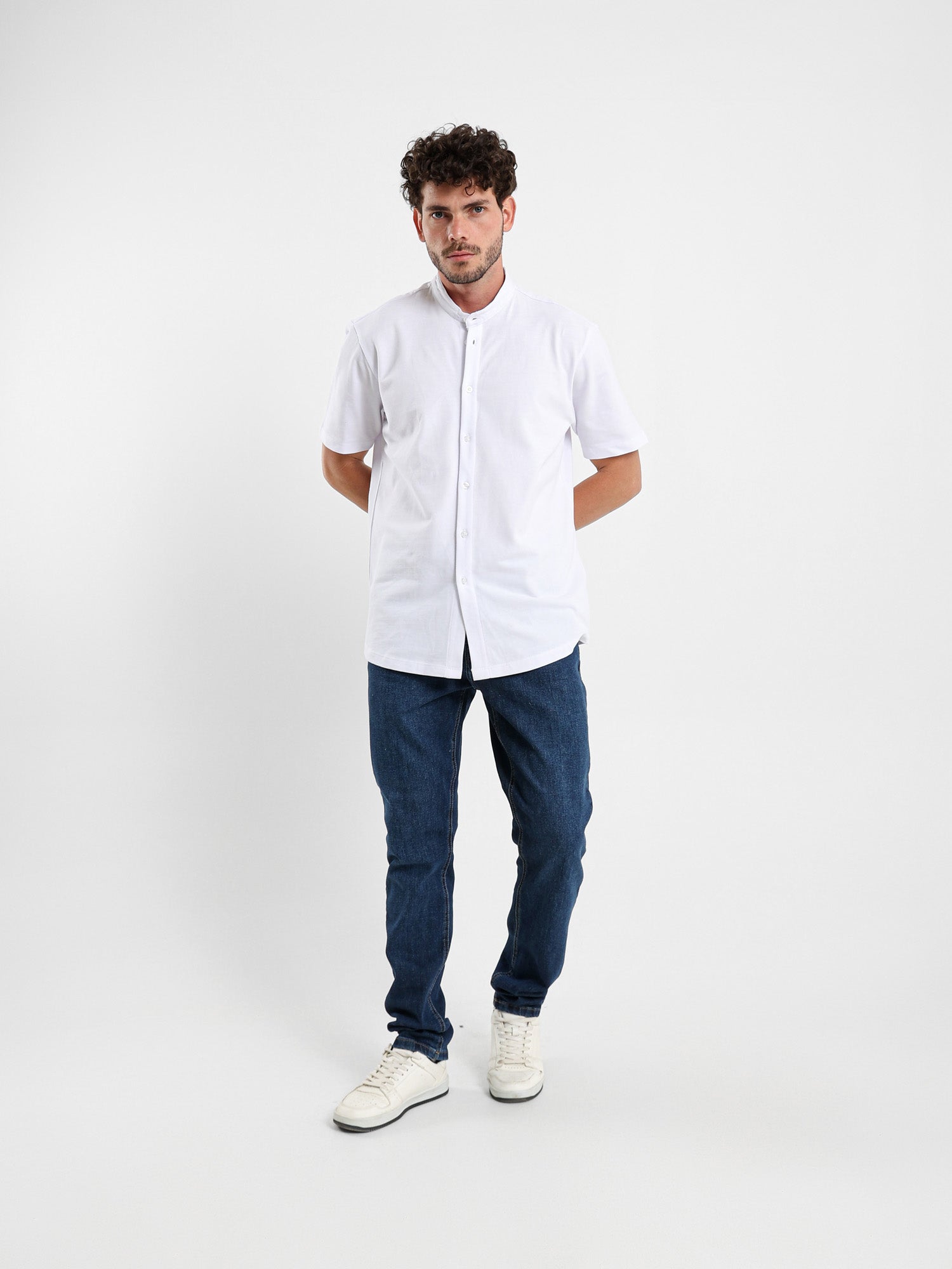 Granddad Full-Placket Pique Shirt