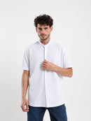 Granddad Full-Placket Pique Shirt