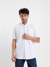 Granddad Full-Placket Pique Shirt