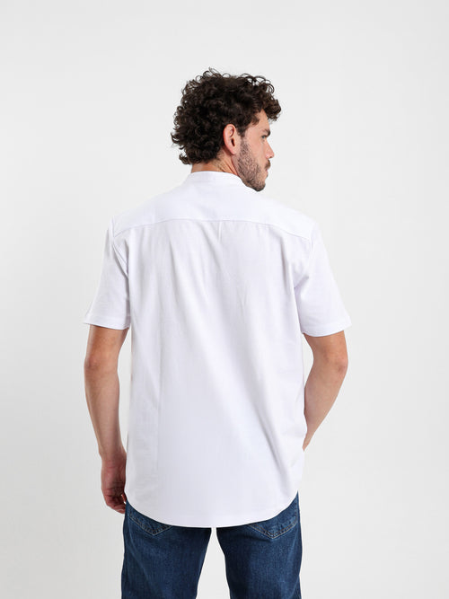 Granddad Full-Placket Pique Shirt