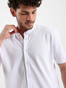 Granddad Full-Placket Pique Shirt