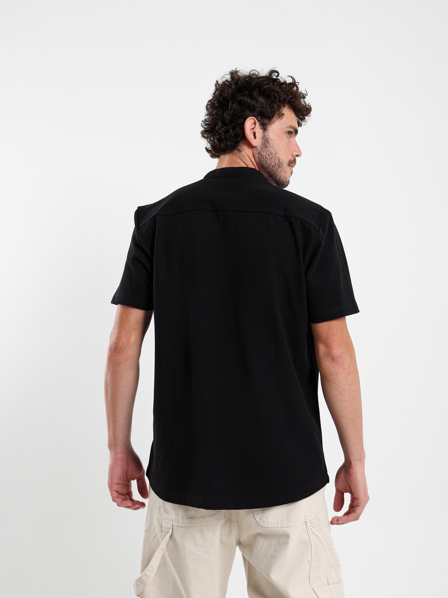 Granddad Full-Placket Pique Shirt