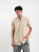 Granddad Full-Placket Pique Shirt