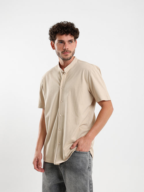 Granddad Full-Placket Pique Shirt