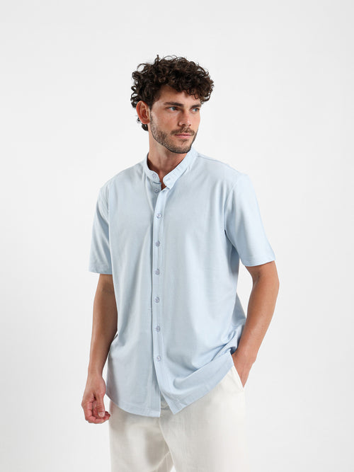 Granddad Full-Placket Pique Shirt