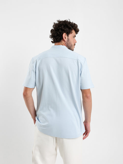 Granddad Full-Placket Pique Shirt