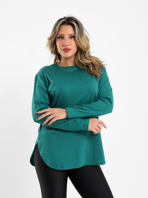 تي شيرت سادة بأكمام طويلة