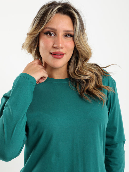 تي شيرت سادة بأكمام طويلة