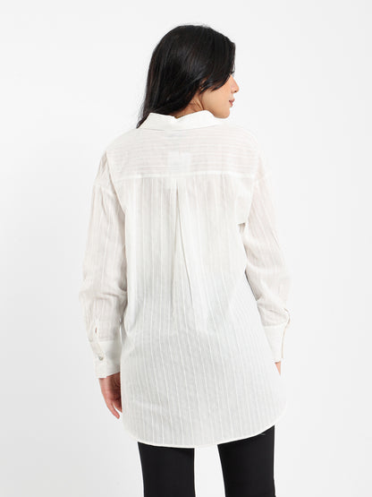 Embroidered Lines Loose Shirt