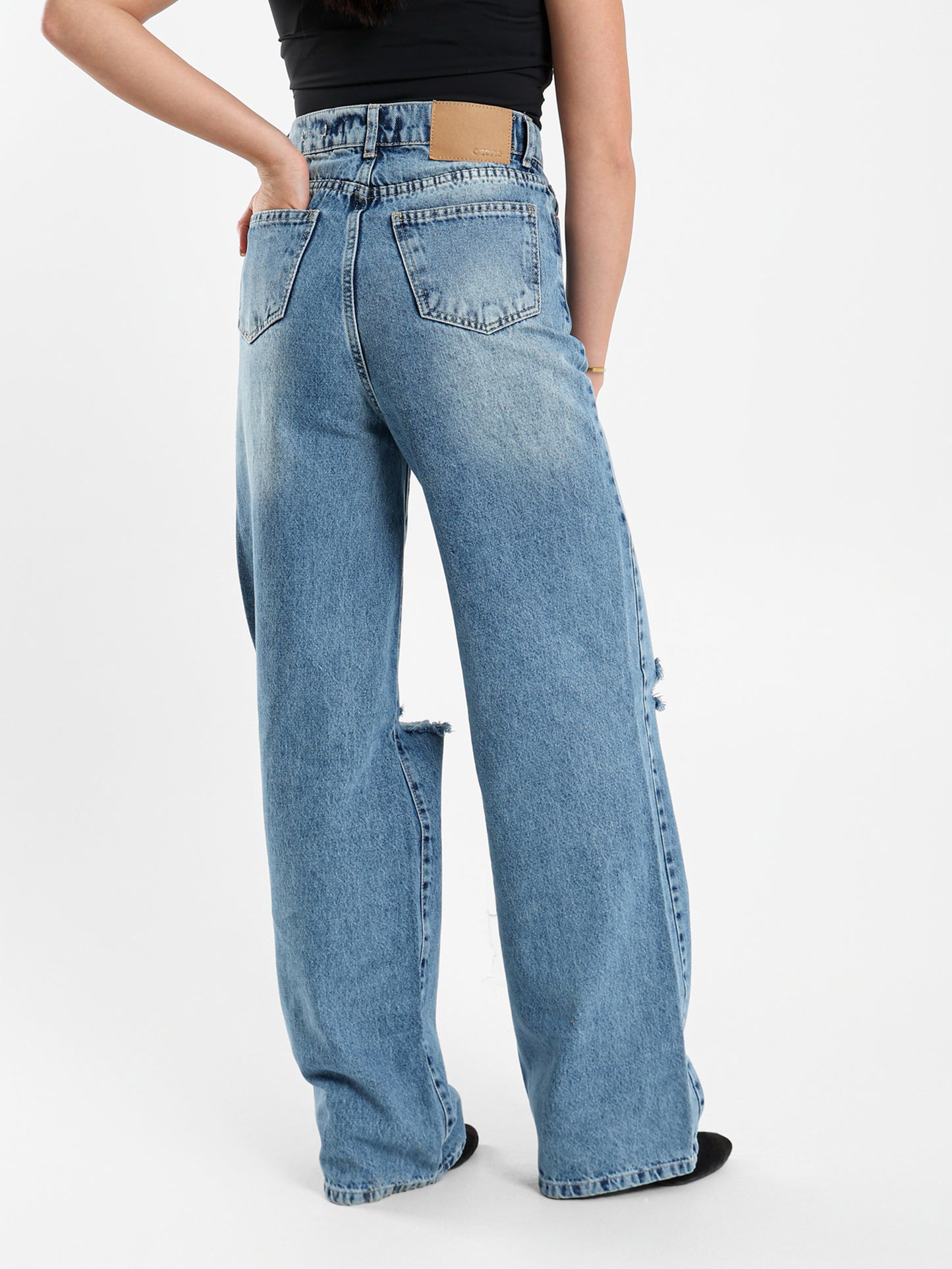Ripped Wide-Leg Jeans