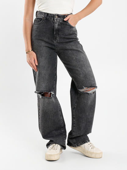 Ripped Wide-Leg Jeans