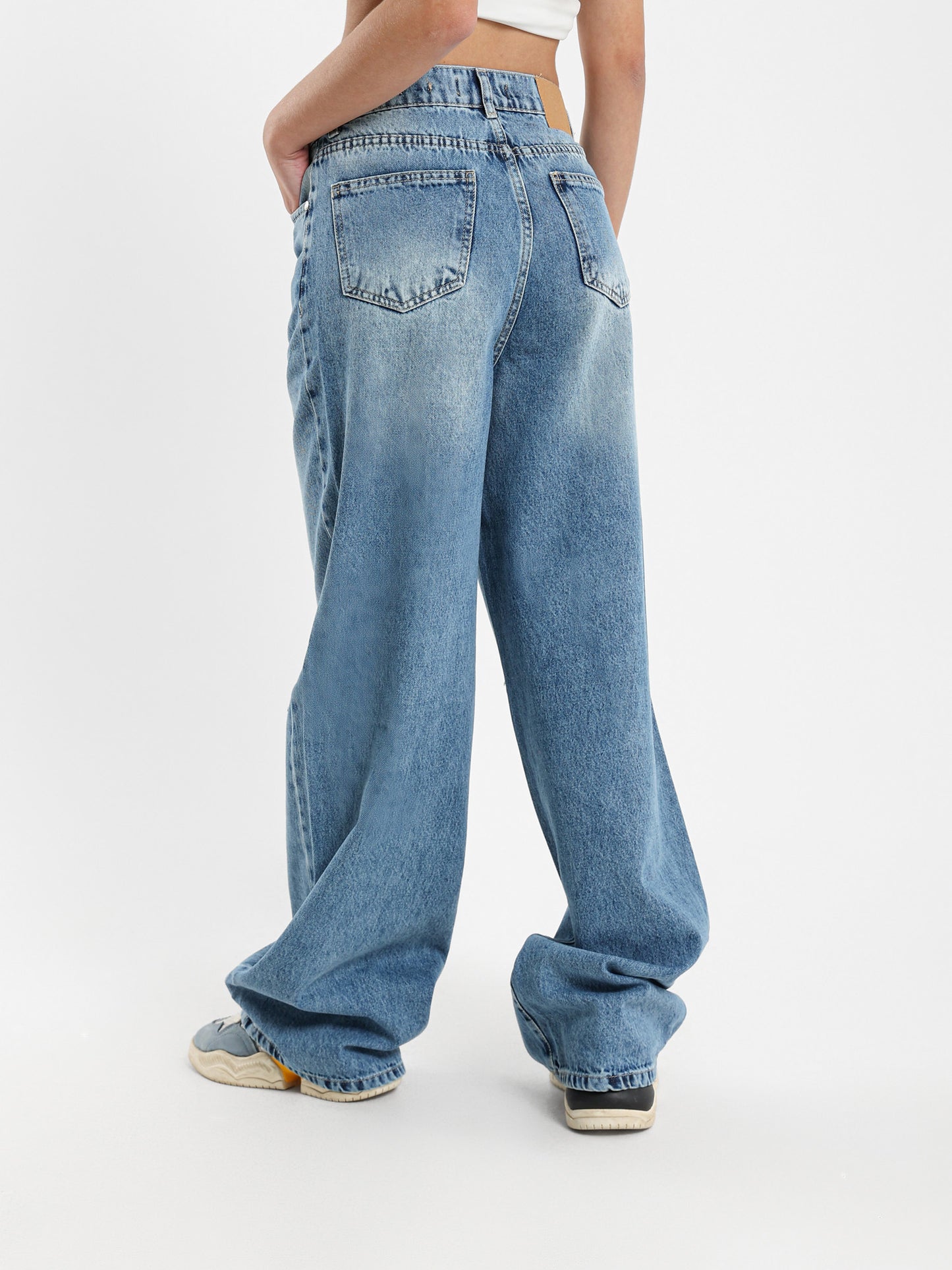 Ripped Wide-Leg Jeans