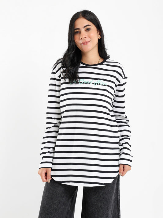 Striped T-shirt with Embroidery