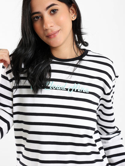 Striped T-shirt with Embroidery