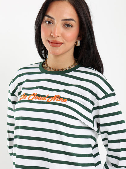 Striped T-shirt with Embroidery