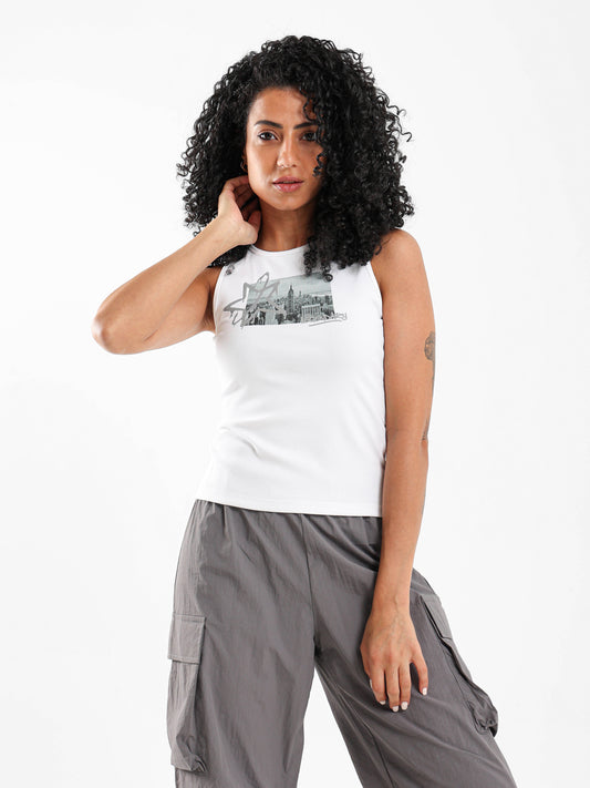 Sleeveless Front Printed Top