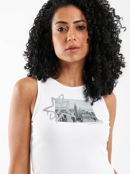 Sleeveless Front Printed Top