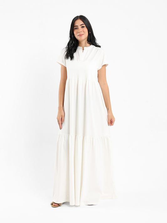 Tiered V-Neck Long Dress