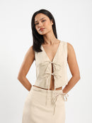 Bow-Tie Front Sleeveless Top