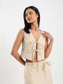 Bow-Tie Front Sleeveless Top