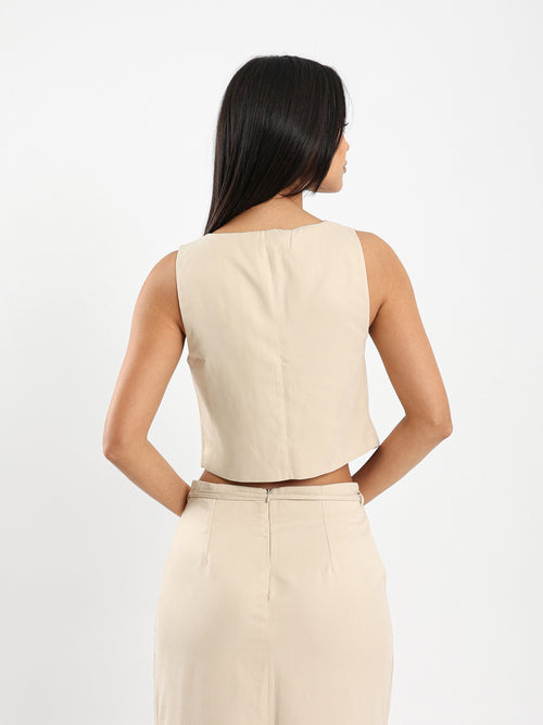 Bow-Tie Front Sleeveless Top