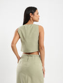 Bow-Tie Front Sleeveless Top