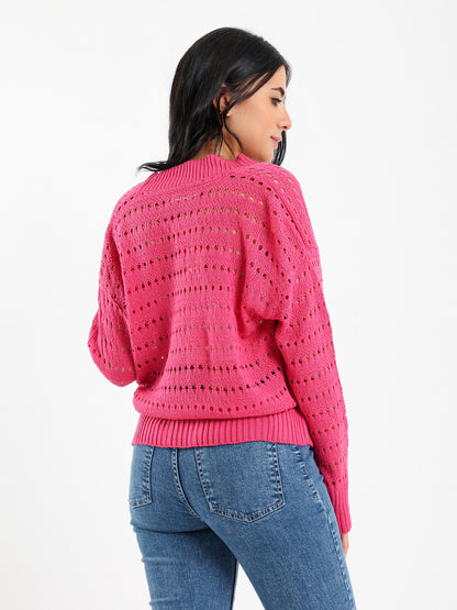 Perforated Buttoned Cardigan