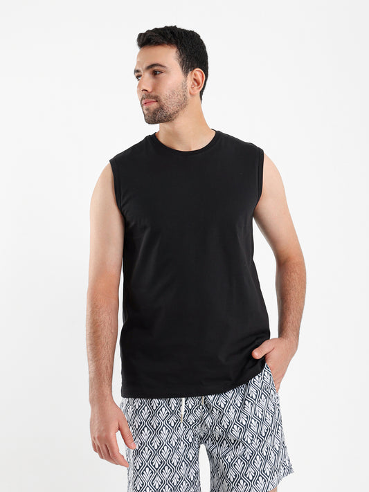 Basic Crew Neck Sleeveless T-Shirt