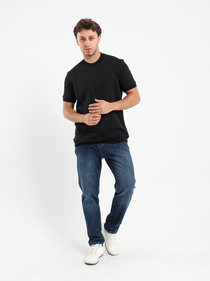 Ribbed Hem Short Sleeves Sweatshirt